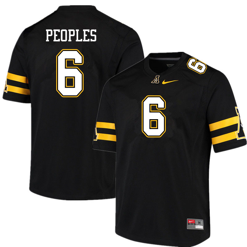 Men #6 Camerun Peoples Appalachian State Mountaineers College Football Jerseys Sale-Black